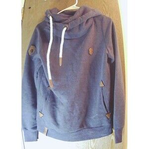 NAKETANO  Hoodie Women's Large Pullover Pockets Melange Grey